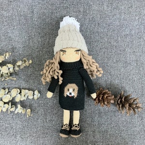 Amigurumi Crochet Doll, Handmade Princess Doll, Dog Lover Girl Doll, Keepsake Doll, Personalized Doll, Stuffed Plush Doll, Custom Doll