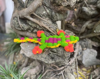 Crochet Bead Lizard, 90s Bead Lizard, Custom Bead Lizard, Bead Lizard Personalized, Bead Lizard Amigurumi
