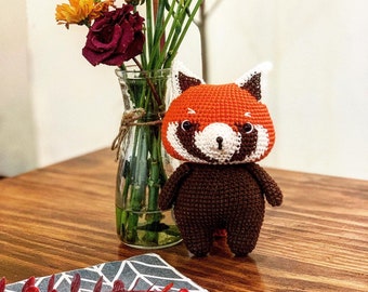 Turning Red Crochet, Turning Red Plush, Crochet Red Panda Doll, Handmade Red Panda Doll, Amigurumi Red Panda, Stuffed Plushies Red Panda