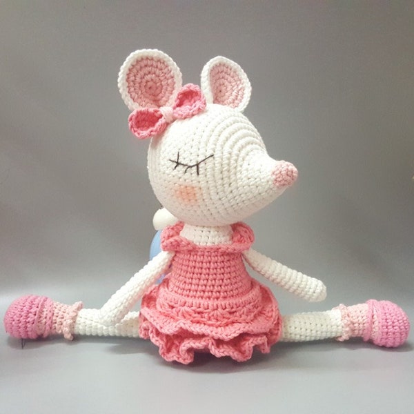 Poupée souris ballerine au crochet, souris ballerine amigurumi, souris ballerine fait main, peluche, poupée souris peluche, souris doudou