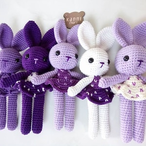 Easter Bunny Doll, Crochet Easter Bunny, Handmade Purple Bunny, Crochet Bunny Rabbit, Ballerina Bunny Doll, Stuffed Animal Doll