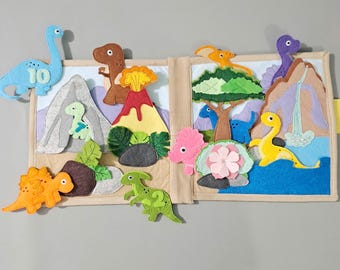 Dinosaur Quiet Book, Montessori Busy Book, Color Matching Toddler Toy, Felt Dino Activity Book, Educational Gift for Kids