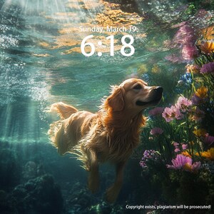 Custom Pet wallpaper for iPad, iPhone, and Desktop, Personalized Unique Background, Phone theme, A Golden Retriever dog swimming