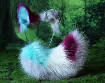 Faux fur shepherd dog tail and ear set Shiba Inu dog ear and tail anime cosplay therian puppy ear tail puppy kemonomimi furry puppy girl