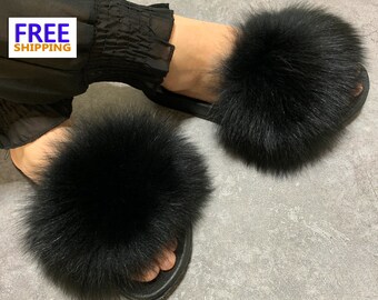 puma furry slides etsy