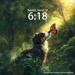 Custom Dog Personalized Iphone Wallpaper Digital Download Animal Puppy Phone Background Wallpaper Butterfly And Dog Wallpaper Home Screen