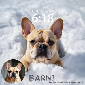 Custom Puppy Mobile Wallpaper Bulldog happily playing in the snow, Cute Dog iphone Wallpaper, iPad Wallpaper, Cat Computer Wallpaper