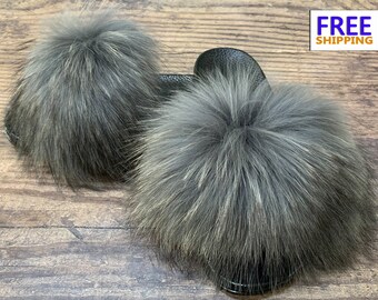 puma furry slides etsy