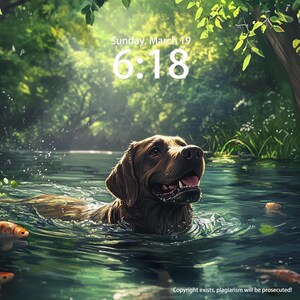 Labrador dog Swim Custom iPhone Wallpaper, Creative Wallpaper, Smartphone Wallpaper, Laptop Wallpaper, iPad Wallpaper, Cat Pet Wallpaper