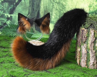 Nepbont wolf oor en staart Elzasser wolf hond cosplay duitse herdershond staart en oor shiba Inu honden oren en staart therian puppy kemonomimi