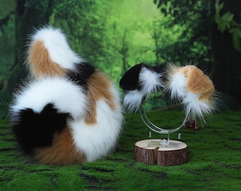 Coda e orecchio di cane da pastore in pelliccia sintetica Calico, orecchio e coda di cane Shiba Inu, cosplay anime, cucciolo therian, orecchio e coda di cane, ragazza kemonomimi cucciolo