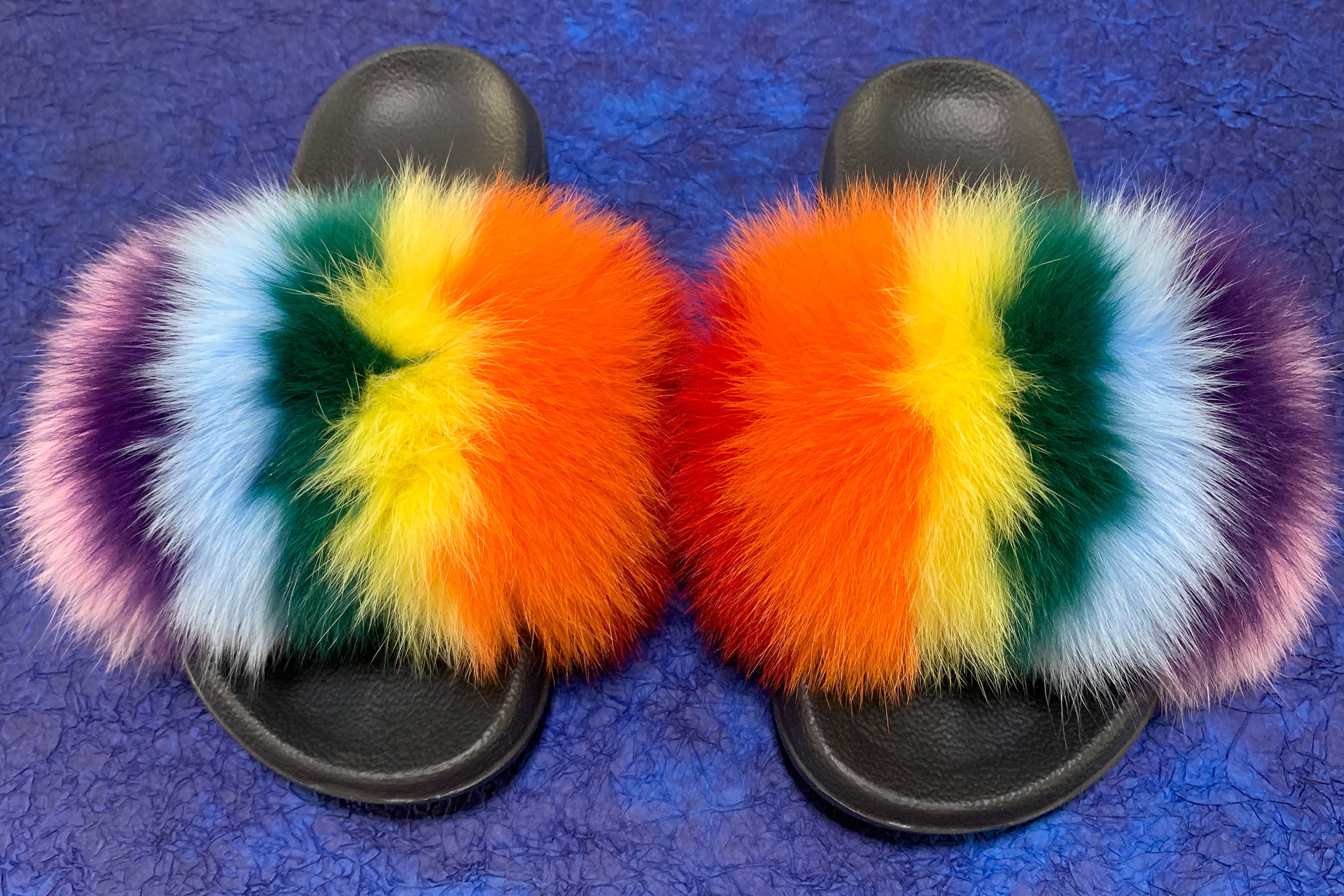 rainbow fluffy sliders