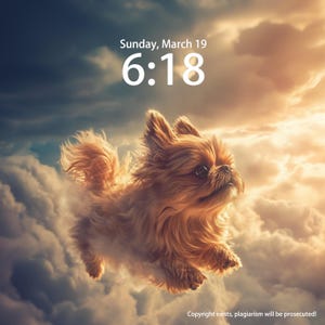 Custom Iphone Wallpaper, Puppy Landing In The Clouds, Cute Dog Phone Wallpaper, iPad Wallpaper, Cat Wallpaper, Pet Tablet Wallpaper Computer