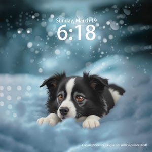 Custom Pet wallpaper for iPad, iPhone, and Desktop, Personalized Unique Background, Phone theme, A Puppy Lies In The Snow