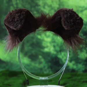Fuskpäls mörkbrun herdehund svans och öron set Shiba Inu hund öron och svans pälsklädd anime cosplay Therian valp öron svans valp kemonomimi Headband Ear