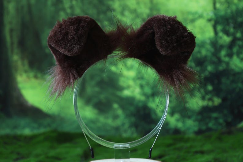 Fuskpäls mörkbrun herdehund svans och öron set Shiba Inu hund öron och svans pälsklädd anime cosplay Therian valp öron svans valp kemonomimi Headband Ear