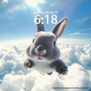 Rabbit Flying In The Air, CustomBunny Iphone Wallpaper, Tablet Wallpaper, iPad Wallpaper, Cat Wallpaper, Dog Lover Pet Desktop Wallpapers