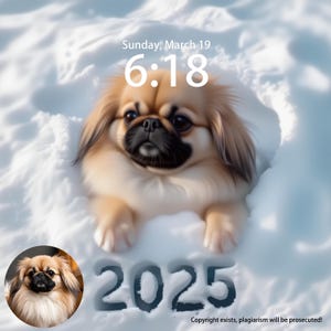 Custom Puppy Iphone Wallpaper Pekingese Lying In The Snow, Cute Dog Tablet Wallpaper, iPad Wallpaper, Cat Computer Wallpaper Smartphone