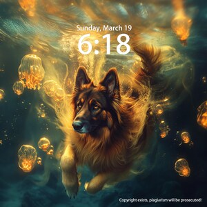 German shepherd Swim Custom iPhone Wallpaper, Creative Wallpaper, Smartphone Wallpaper, Laptop Wallpaper, iPad Wallpaper, Cat Pet Wallpaper