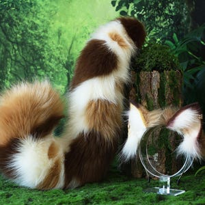 Realistic faux fur cat tail and ear kemonomimi kitten ear and tail anime cosplay therian puppy ear and tail dog tail and ears furry kitty