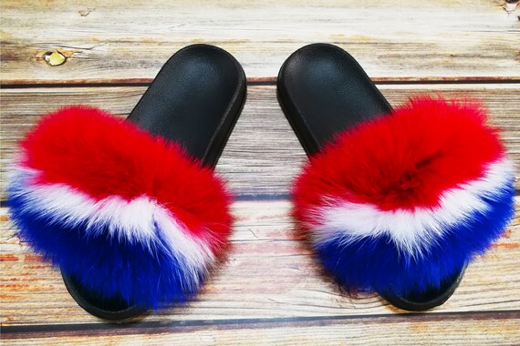 red white blue fur slides