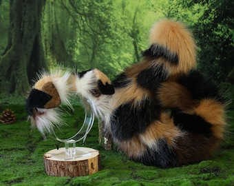 Calico faux fur shepherd dog tail and ear Splicing Shiba Inu dog ear and tail anime cosplay therian puppy ear tail dog girl kemonomimi puppy