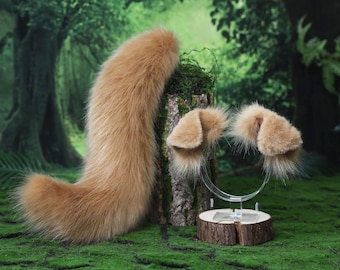 Faux fur golden retriever dog tail and ear Shiba Inu dog ear and tail furry anime cosplay therian shepherd dog ear and tail puppy kemonomimi