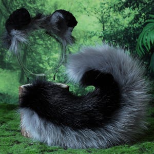 Faux fur shepherd dog tail and ear set black gray Shiba Inu dog ear and tail anime cosplay therian puppy ear tail puppy girl kemonomimi
