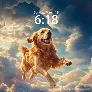 Custom Puppy Iphone Wallpaper, Golden Retriever Flying, Cute Dog Phone Wallpaper, iPad Wallpaper, Cat Wallpaper, Pet Smartphone Wallpaper