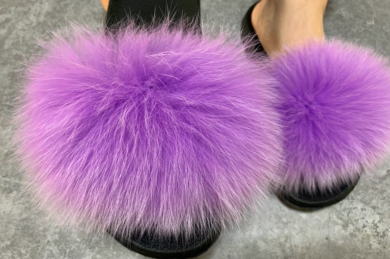 fluffy slides purple