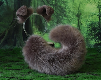 Faux fur shepherd dog tail and ear set Shiba Inu dog ear and tail furry anime cosplay girl therian puppy ear and tail puppy boy kemonomimi
