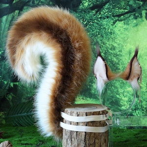 Realistic faux fur squirrel ear and tail Tamias tail and ear animal cosplay squirrel ear tail furry squirrel kemonomimi Tamias therian