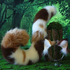 Realistic faux fur cat ears and tail kitten ears and tail kittenplay anime cosplay fox ears and tail wolf ear and tail kemonomimi therian