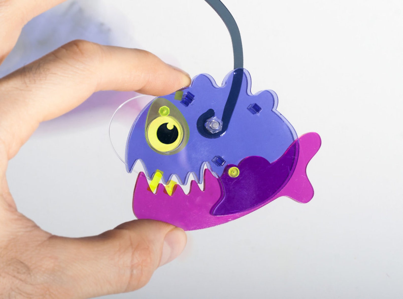 Violet Purple Angler Fish Dynamic toy / Antistress / room Etsy