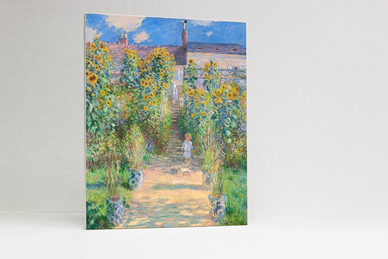 The Artist/'s Garden at V\u00e9theuil Impressionist Artwork Digital Reproduction on Stretched Canvas by Claude Monet 16 x 20 in. 1881
