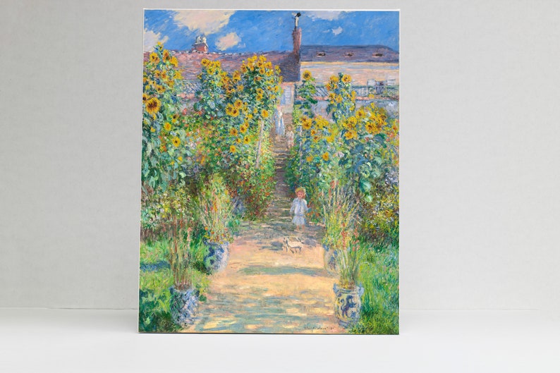 The Artist/'s Garden at V\u00e9theuil Impressionist Artwork Digital Reproduction on Stretched Canvas by Claude Monet 16 x 20 in. 1881