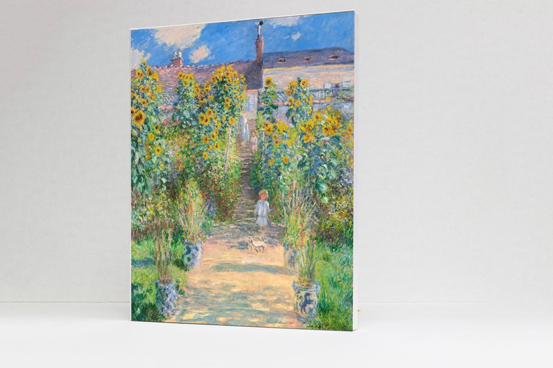 The Artist/'s Garden at V\u00e9theuil Impressionist Artwork Digital Reproduction on Stretched Canvas by Claude Monet 16 x 20 in. 1881