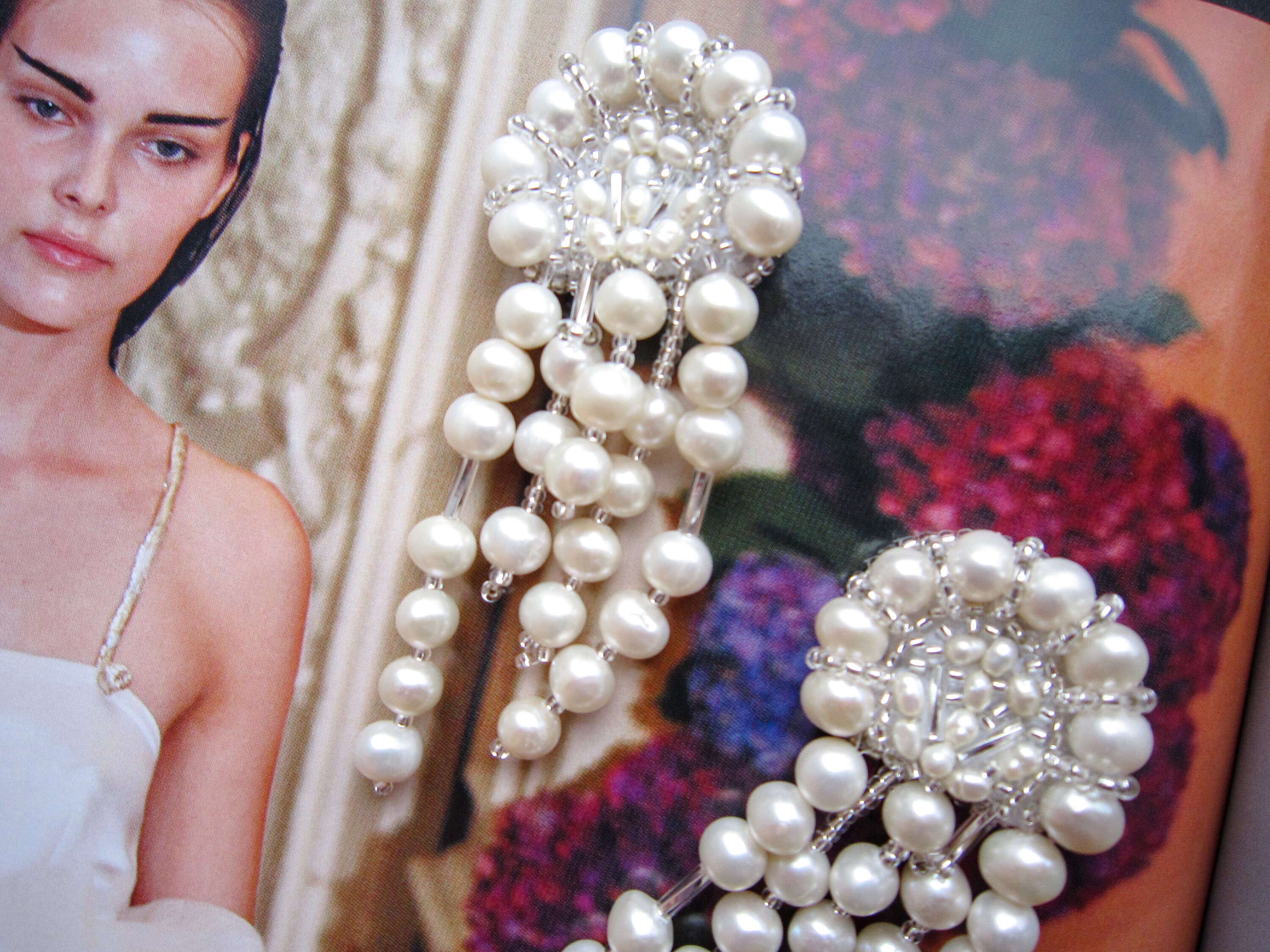 Statement bridal pearl Earrings clip on/ earrings pearl bead Etsy