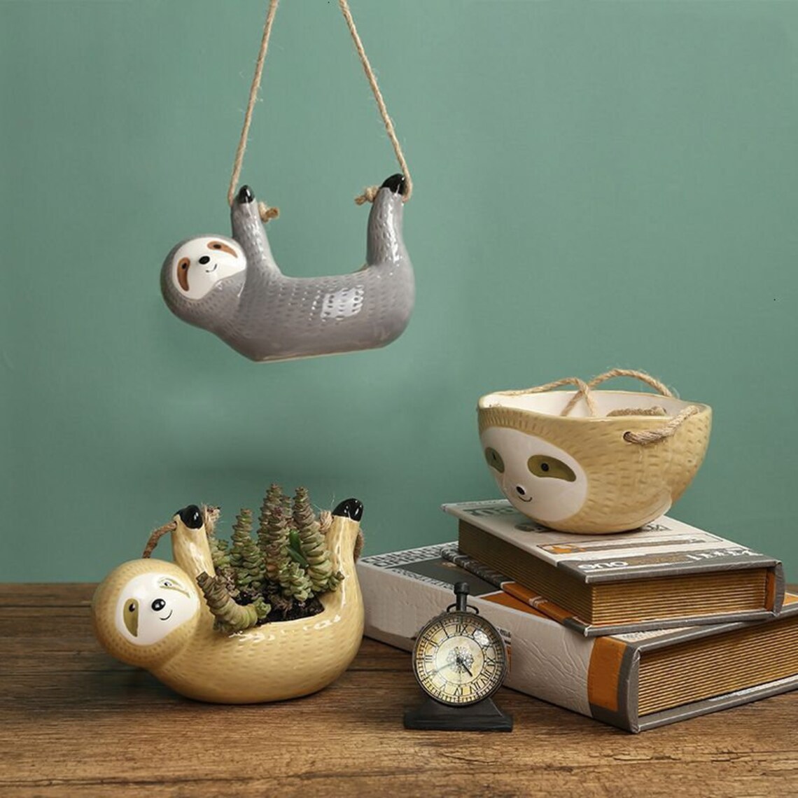 Sloth Hanging Planter Indoor Ceramic Planter Air Plant Etsy