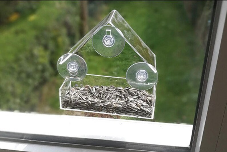 Small Window Bird Feeder Hanging Bird Feeder Acrylic Glass Etsy