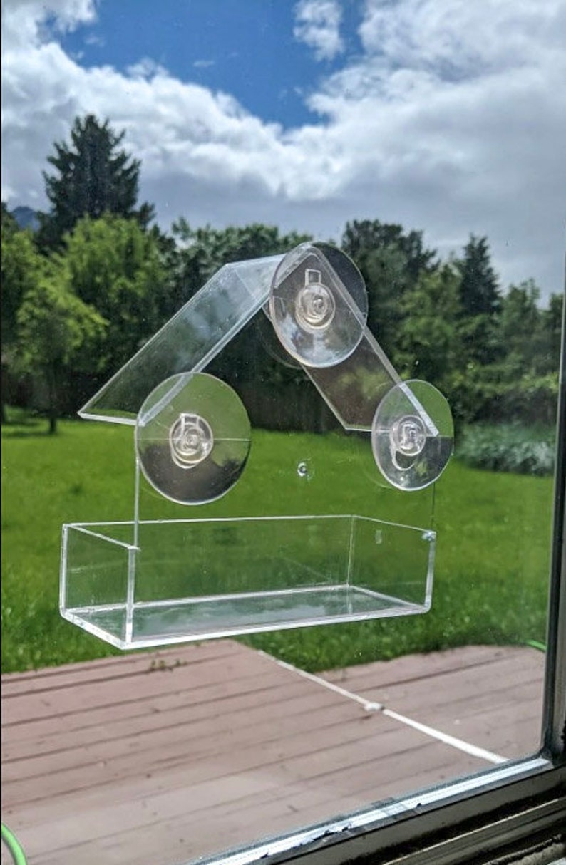Small Window Bird Feeder Hanging Bird Feeder Acrylic Glass Etsy