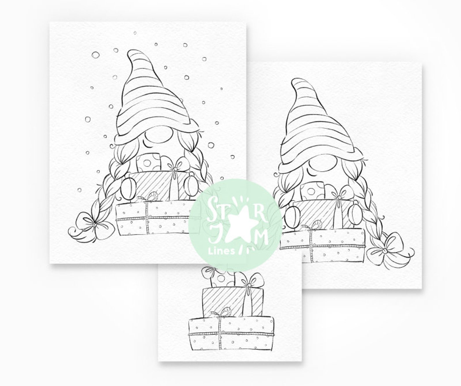 Christmas Gnome. Digi Stamp Nordic Coloring Page Gifts Etsy