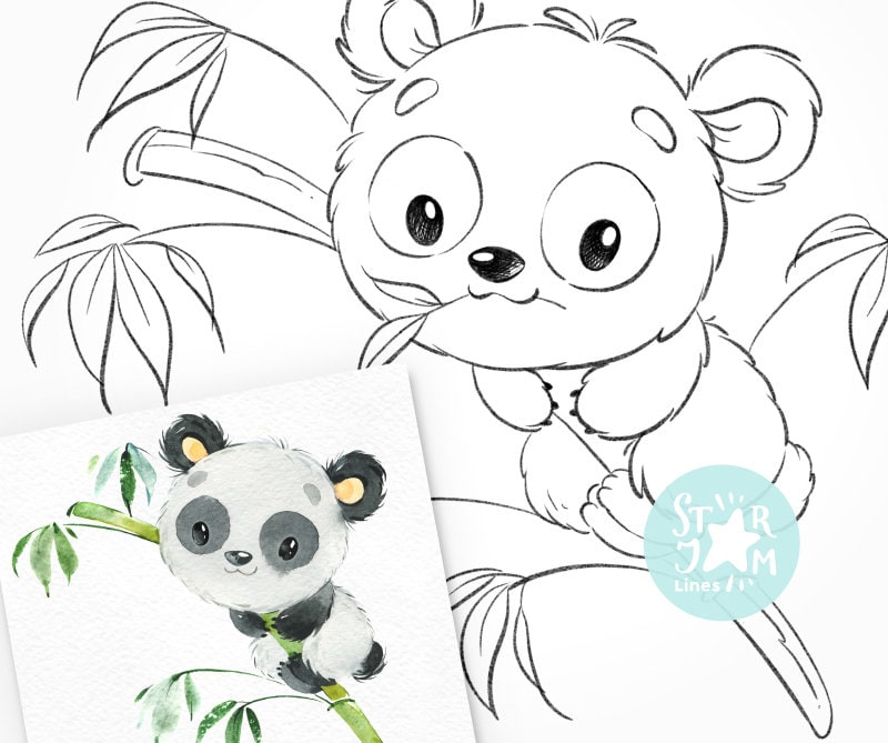 Baby Panda Digi Stamp Coloring Page Digital Art Baby Etsy Baby Panda Digi Stamp Coloring Page Digital Art Baby Etsy
