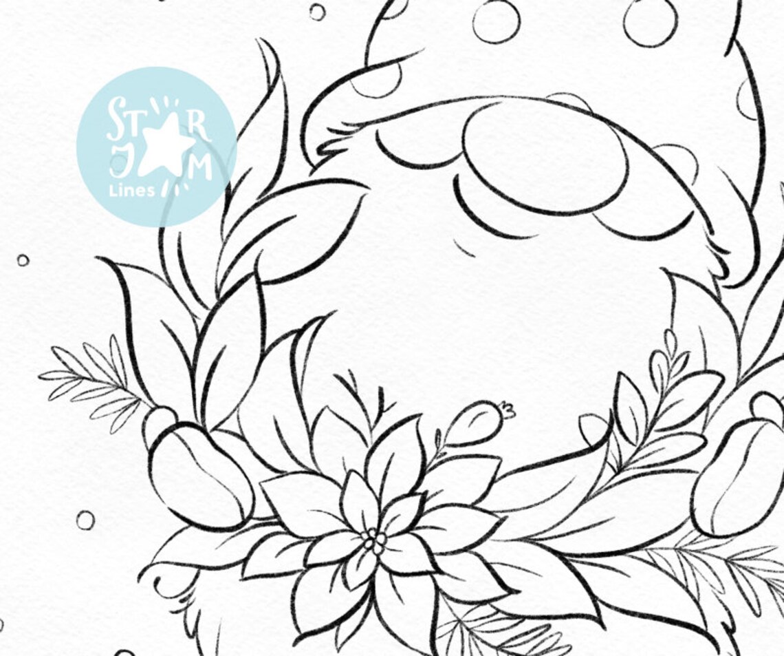 Christmas Gnomes. Digi Stamp Nordic Coloring Page Digital Etsy