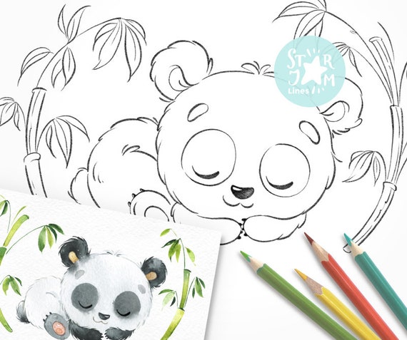 Baby Panda Digi Stamp Coloring Page Digital Art Baby Etsy Baby Panda Digi Stamp Coloring Page Digital Art Baby Etsy