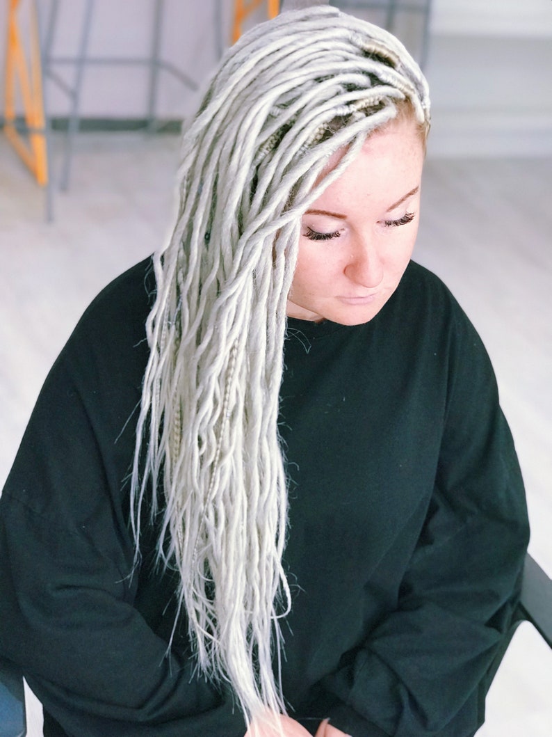 Synthetic Dreads Dreadlocks Double Ended Mix Dreads And Braids Platinum Blond With Accsesories Hand Made Dreadstyle Hairstyle