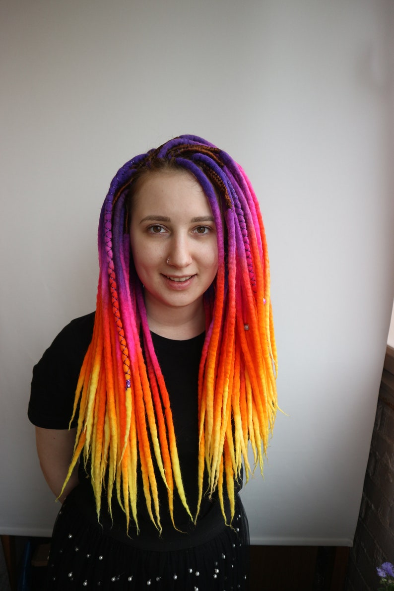 Wool Dreads Double Ended or Single Ended Rainbow Color Ombre Etsy