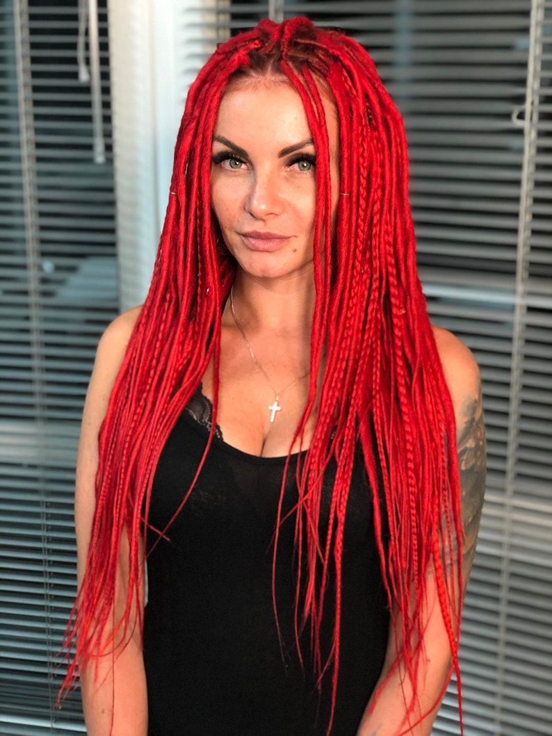 Synthetic Dreads Red Queen Set Mix Red Dreadlocks and Braids Etsy