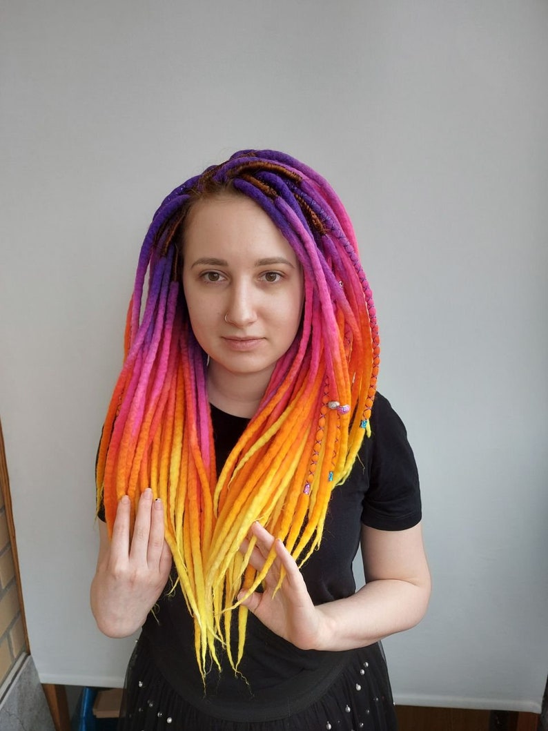 Wool Dreads Double Ended or Single Ended Rainbow Color Ombre Etsy