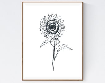 Sunflower Sketch Etsy